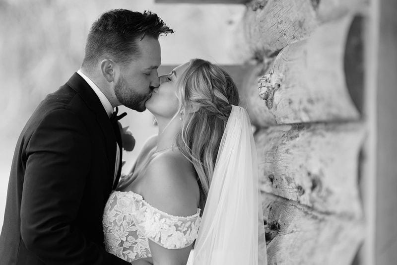 Carlee + Tayven wedding — bride + groom, black and white