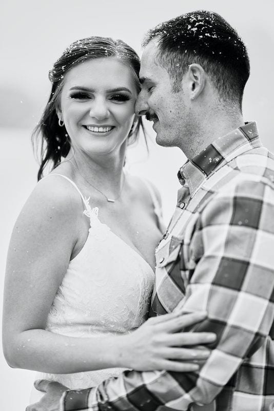 Katrina + Chad wedding — bride + groom, black and white