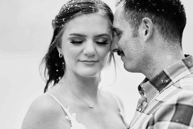 Katrina + Chad wedding — bride + groom, black and white