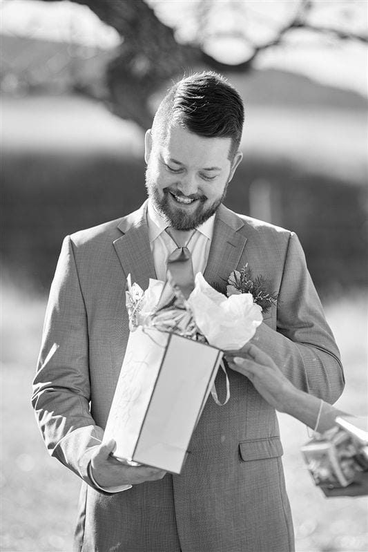 Kaylie + Bailey wedding — first look + gifts
