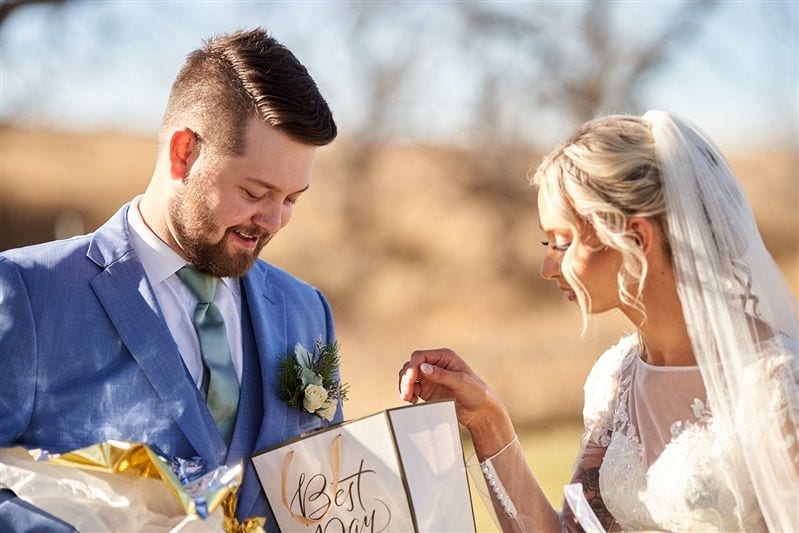 Kaylie + Bailey wedding — first look + gifts