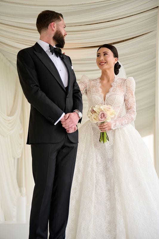 Noelle and Richie side by side after the first look