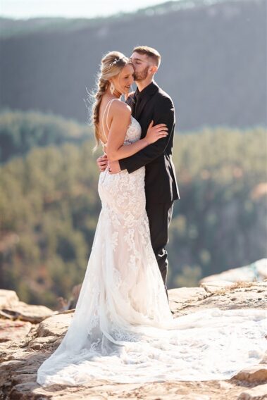 bride and groom photos falling rock, photographed for Complete Weddings & Events, black hills receptions wedding, photographer near me, black hills wedding, fall wedding