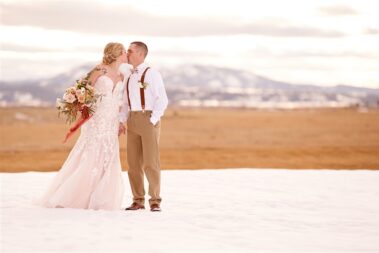 bride and groom portrait, winter wedding, photographed for Complete Weddings & Events, black hills barn wedding, barn at aspen acres wedding, spearfish wedding