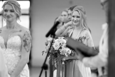 indoor wedding ceremony, winter wedding, photographed for Complete Weddings & Events, black hills barn wedding, barn at aspen acres wedding, spearfish wedding