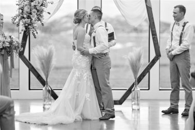 indoor wedding ceremony, winter wedding, photographed for Complete Weddings & Events, black hills barn wedding, barn at aspen acres wedding, spearfish wedding