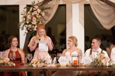 maid of honor speech, winter wedding, photographed for Complete Weddings & Events, black hills barn wedding, barn at aspen acres wedding, spearfish wedding