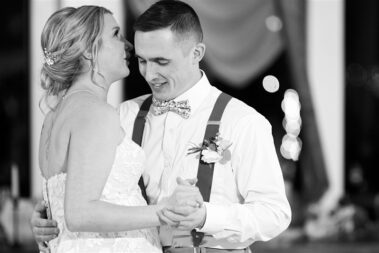 bride and groom first dance, winter wedding, photographed for Complete Weddings & Events, black hills barn wedding, barn at aspen acres wedding, spearfish wedding