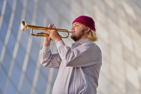 senior boy playing the trumpet, rapid city senior photographer