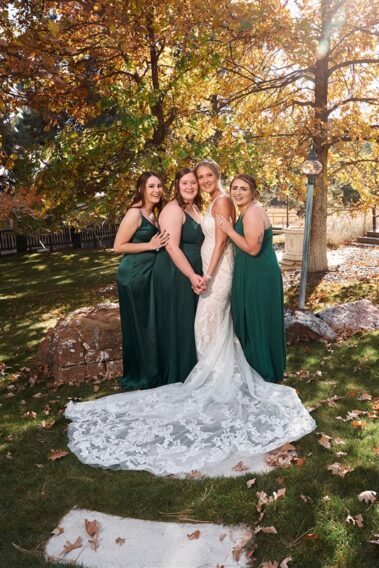 bride and bridesmaids, photographed for Complete Weddings & Events, black hills receptions wedding, photographer near me, black hills wedding, fall wedding
