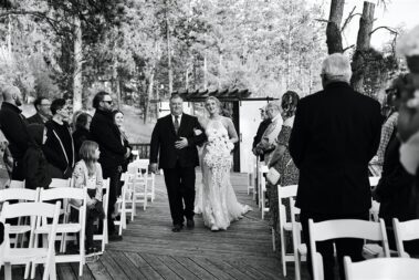 bride and father coming down aisle, photographed for Complete Weddings & Events, black hills receptions wedding, photographer near me, black hills wedding, fall wedding