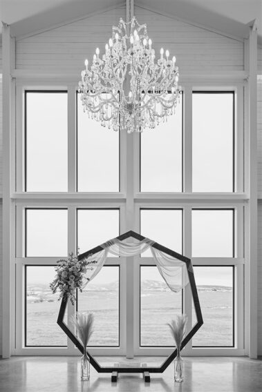 heptagon wedding arch, winter wedding, photographed for Complete Weddings & Events, black hills barn wedding, barn at aspen acres wedding, spearfish wedding