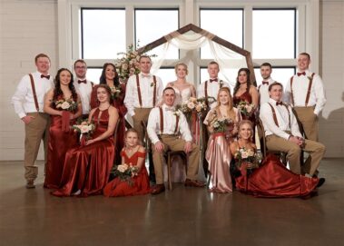 bridal party, winter wedding, photographed for Complete Weddings & Events, black hills barn wedding, barn at aspen acres wedding, spearfish wedding