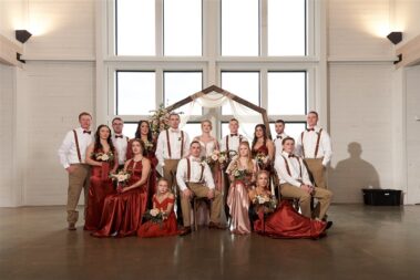 bridal party portraits, winter wedding, photographed for Complete Weddings & Events, black hills barn wedding, barn at aspen acres wedding, spearfish wedding