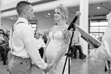 indoor wedding ceremony, winter wedding, photographed for Complete Weddings & Events, black hills barn wedding, barn at aspen acres wedding, spearfish wedding