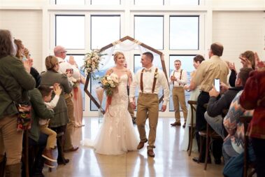 indoor wedding ceremony, winter wedding, photographed for Complete Weddings & Events, black hills barn wedding, barn at aspen acres wedding, spearfish wedding