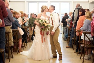 indoor wedding ceremony, winter wedding, photographed for Complete Weddings & Events, black hills barn wedding, barn at aspen acres wedding, spearfish wedding