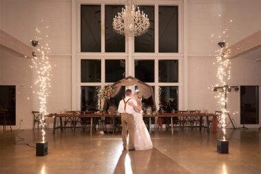 bride and groom first dance, winter wedding, photographed for Complete Weddings & Events, black hills barn wedding, barn at aspen acres wedding, spearfish wedding