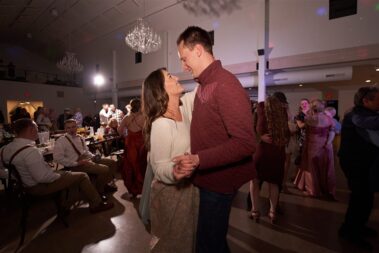 wedding guests dancing, winter wedding, photographed for Complete Weddings & Events, black hills barn wedding, barn at aspen acres wedding, spearfish wedding