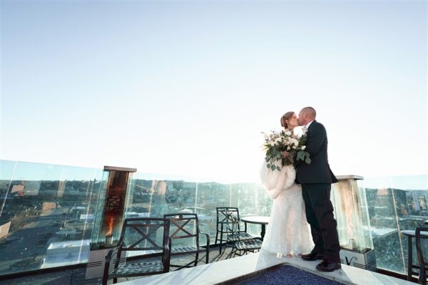 photographed for Complete Weddings & Events, hotel alex johnson wedding, justin straw designs, becoming blooms floral, vertex sky bar wedding photos