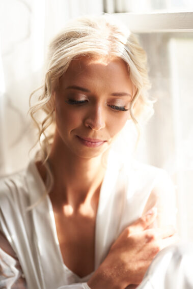 bride getting ready on her wedding day