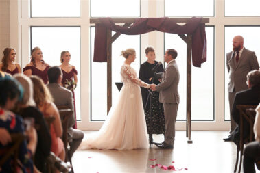 ceremony at barn at aspen acres wedding black hills barn