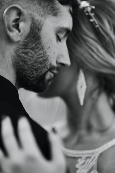bride and groom at falling rock black hills wedding