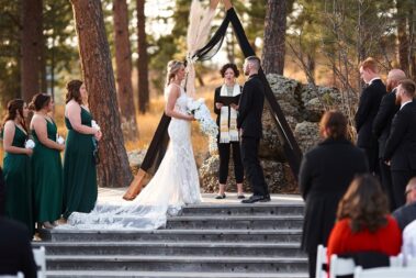 bride and groom at altar at black hills receptions wedding