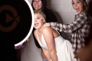 bride and friends photobooth candid dancing photos barn at aspen acres wedding black hills barn