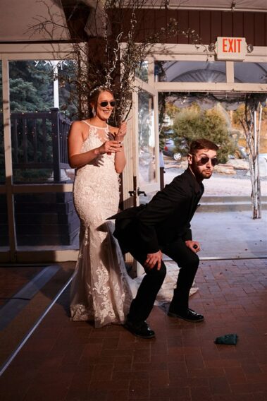 bride and groom funny wedding entrance