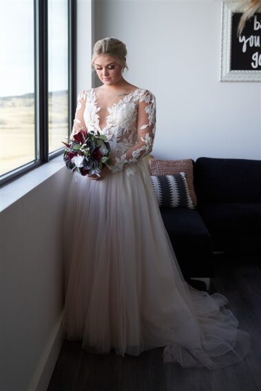 bride portrait barn at aspen acres wedding black hills barn