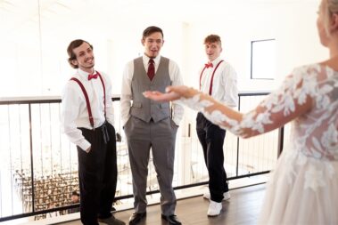 brothers of bride first look barn at aspen acres wedding black hills barn