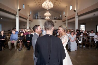 ceremony at barn at aspen acres wedding black hills barn
