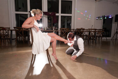 garter removal barn at aspen acres wedding black hills barn